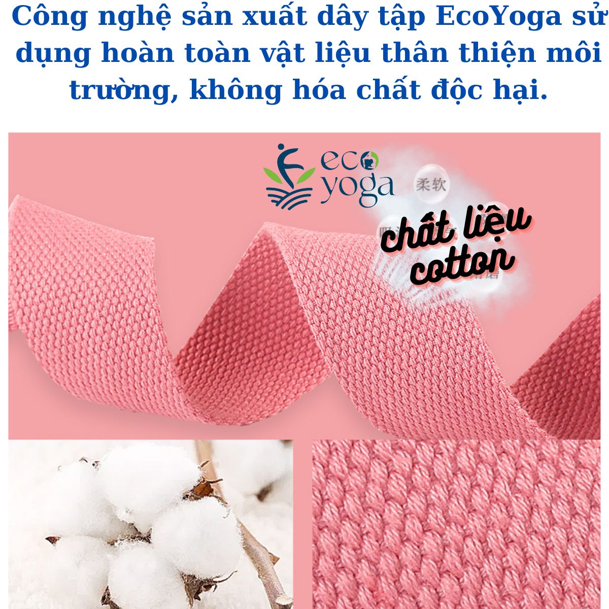 Dây Đai Tập Yoga Cotton Dài 2.5m kèm thun buộc , Bản 3.8cm , Dày 2mm , cải thiện , nắn chỉnh cột sống