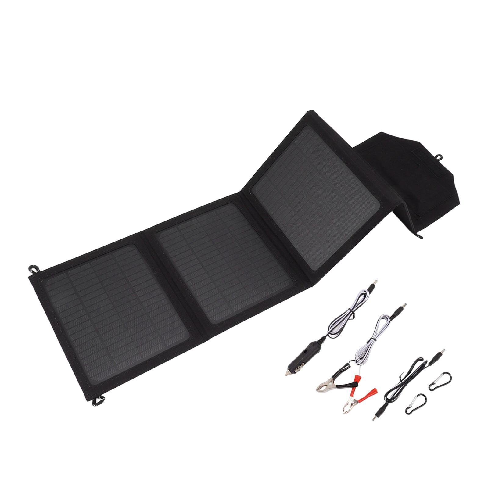Solar Panel Charging Two USB Output 40W 12V-5V Monocrystalline Portable with Cord Solar Panel  for Outdoor Hiking House Laptop Phone