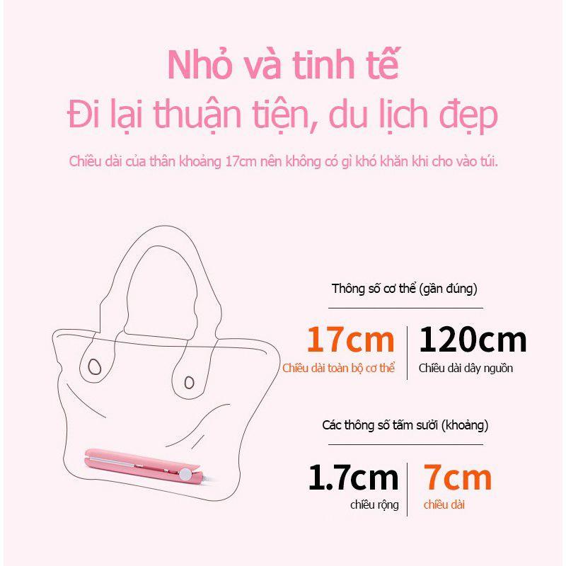 Máy bấm tóc mini du lịch tặng kèm hộp dễ thương - Máy uốn duỗi dập xù tóc mini tiện lợi - Kẹp tóc duỗi thẳng Mabe