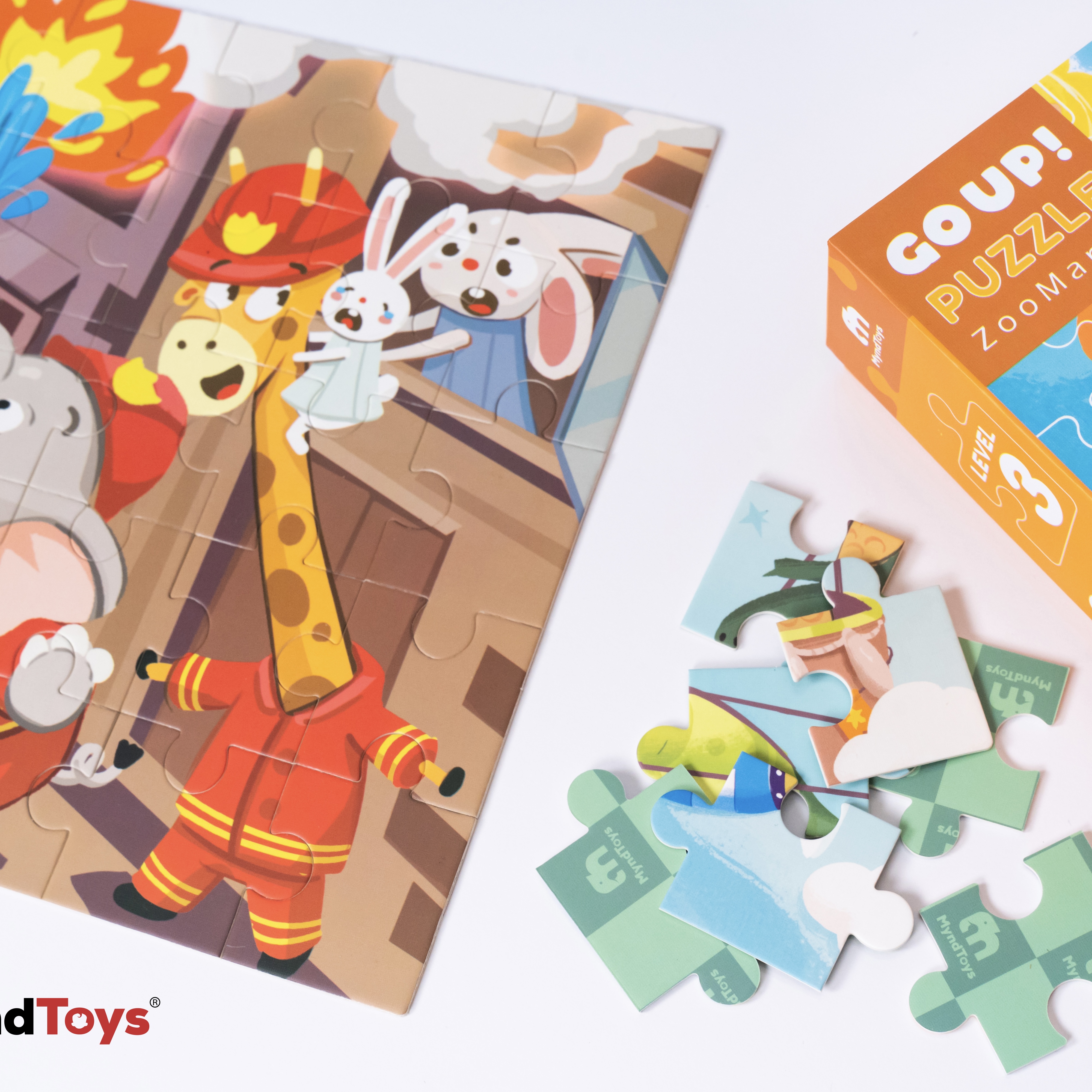 Đồ Chơi Xếp Hình Myndtoys Go Up! Puzzle Level 3 - ZooMania (Vườn Thú Sinh Động) Dành Cho Các Bé Trên 3.5 Tuổi