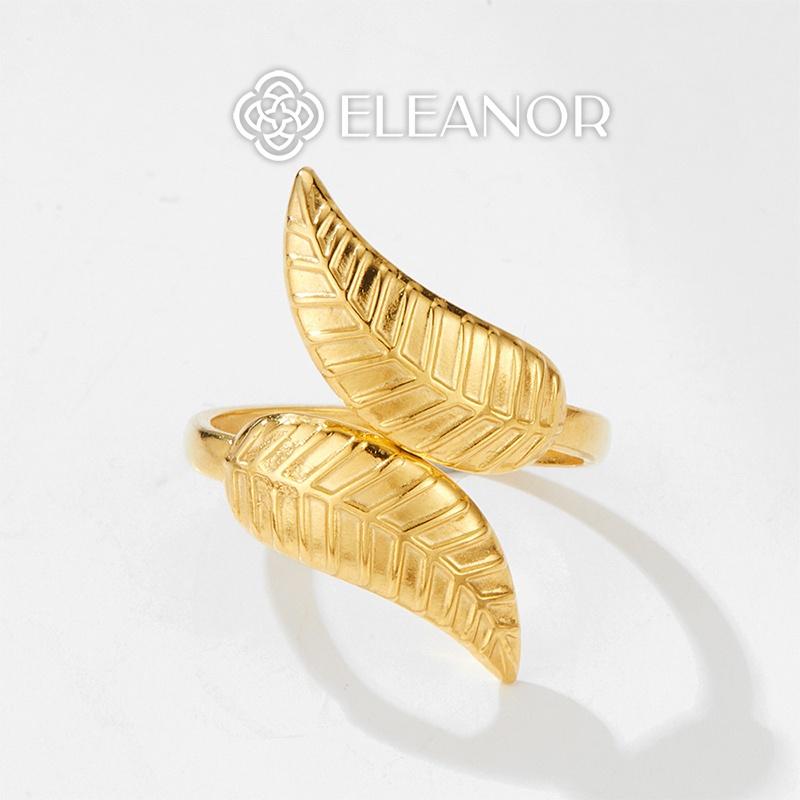 Nhẫn nữ hở titan Eleanor Accessories hình lá cây phụ kiện trang sức thời trang đẹp