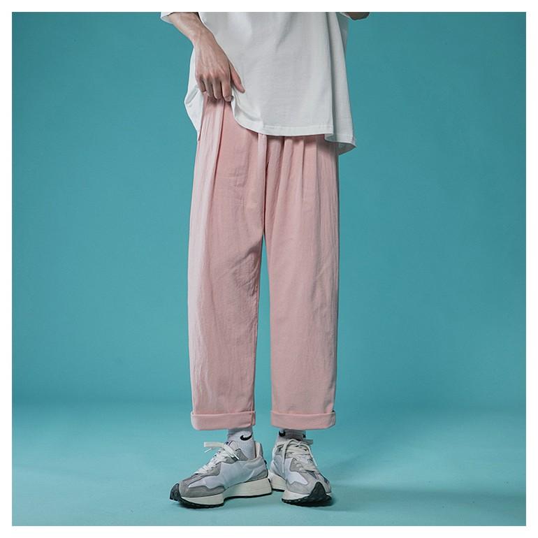 Quần Baggy Ống Rộng Vải Đũi Nam Nữ - Quần Đũi Lưng Thun Chất Liệu Đũi Xước Xắn Gấu 4 Màu Cực Đẹp