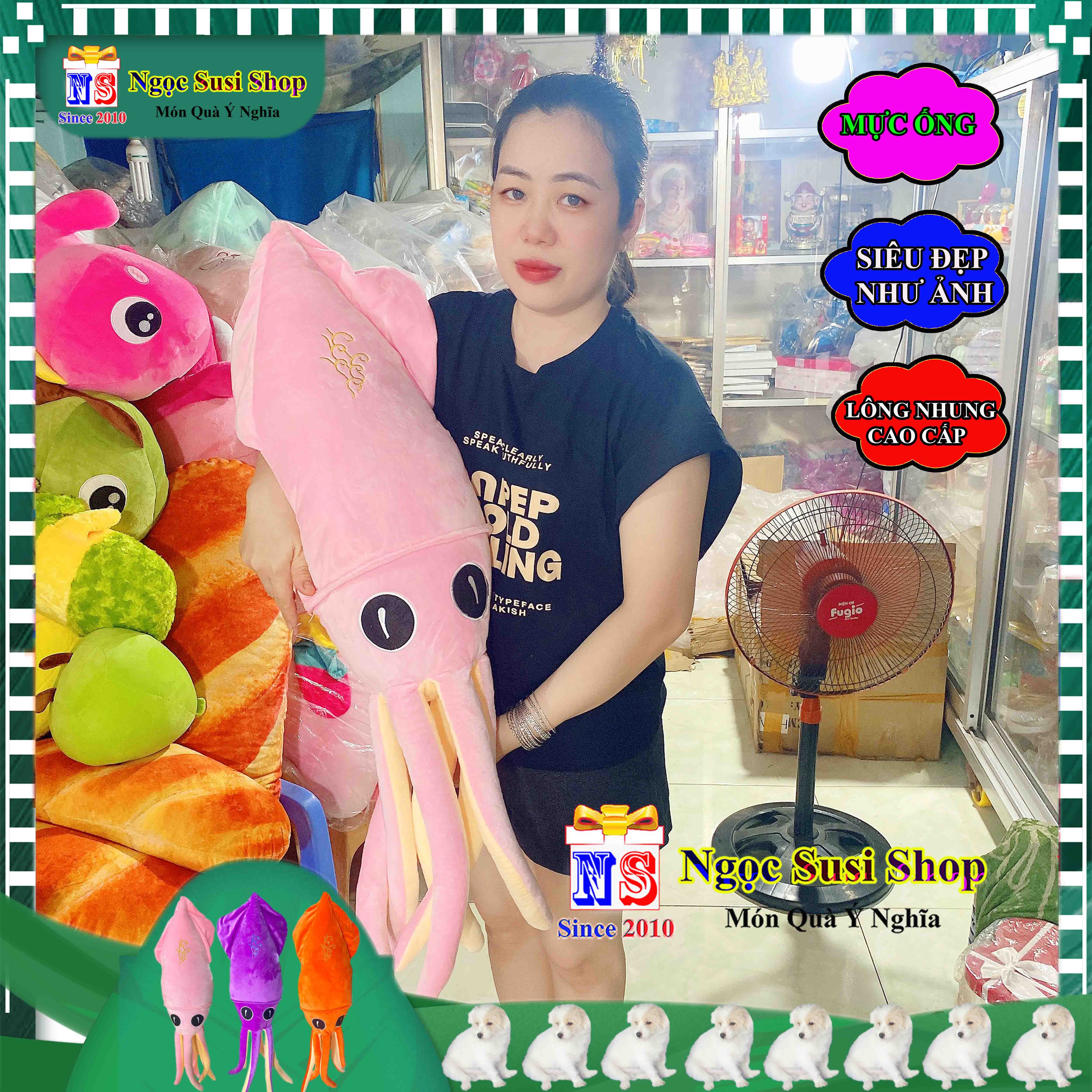 GỐI ÔM THÚ BÔNG CON MỰC ỐNG BẠCH TUỘT CẢM XÚC CAO CẤP DÙNG ÔM NGỦ QUÀ TẶNG SIÊU HOT - GIAO NGẪU NHIÊN MÀU