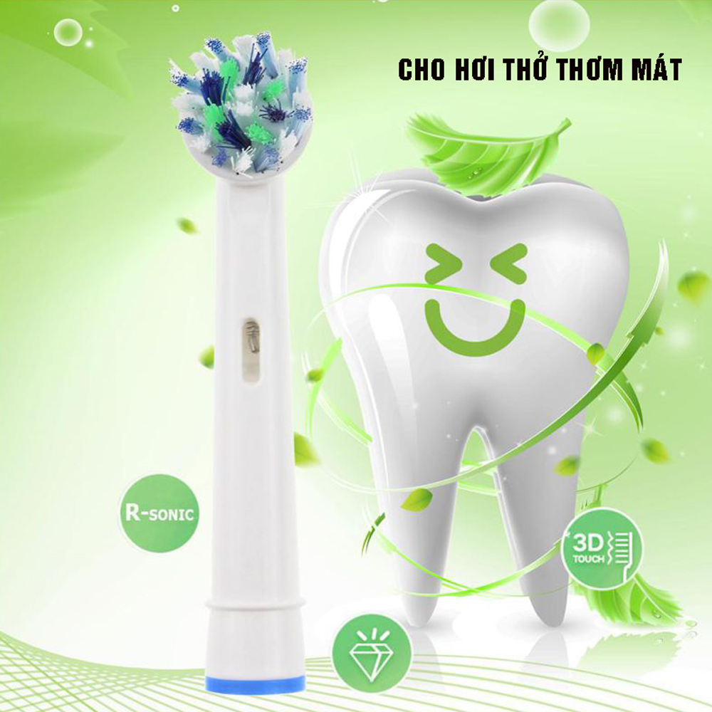 Cho máy Oral B Braun Cross Action EB-50A, Set 4 cái/ vỉ, Bộ 4 đầu bàn chải đánh răng điện đánh tan mảng bám. Tặng kèm móc khóa – Minh House