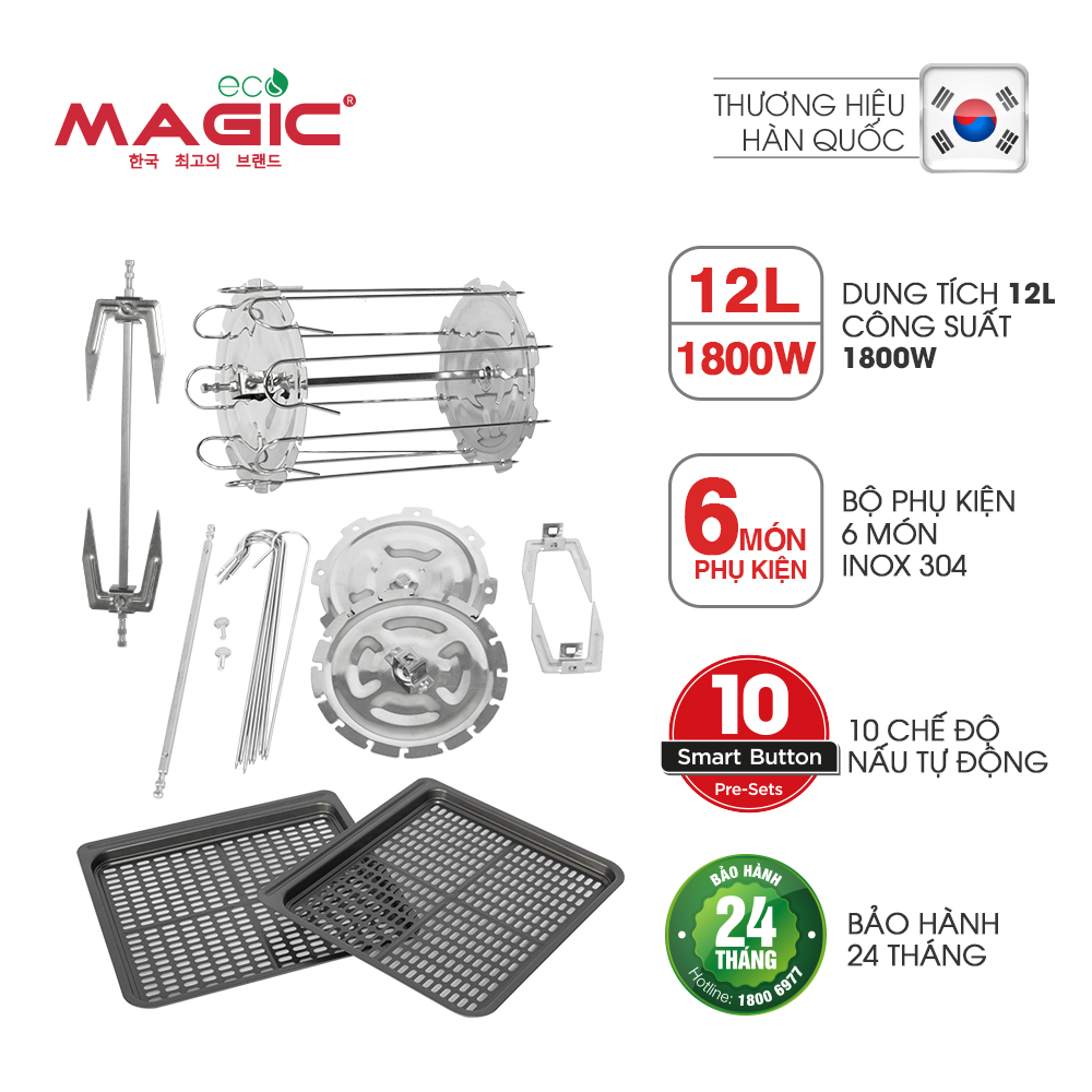 Nồi chiên không dầu kết hợp lò nướng Magic Eco M12 12L - Hàng chính hãng