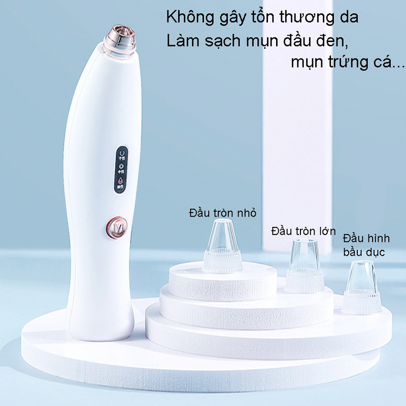 Máy Hút Mụn Đầu Đen, Mụn Cám, Dầu Nhờn, Thu Nhỏ Lỗ Chân Lông Cầm Tay Mini CTFAST 3 Chế Độ- Kèm 3 Đầu Hút Mụn Và Cáp Sạc Nhanh USB (Hàng Chính Hãng)