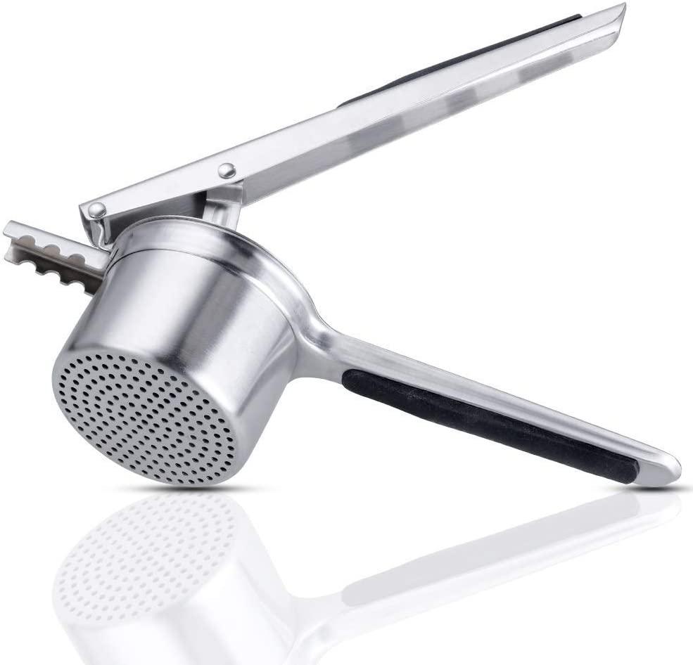 Potato Masher Fruit Press với tay cầm cảm ứng mềm màu đen