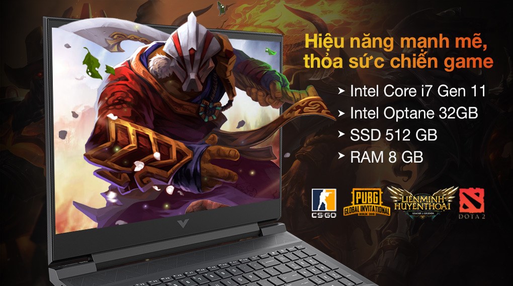 Laptop HP Victus 16-d0199TX 4R0U1PA (Core i7-11800H/ 8GB/ 512GB + 32GB/ RTX 3050/ 16.1 FHD, 144Hz/ Win10) - Hàng Chính Hãng