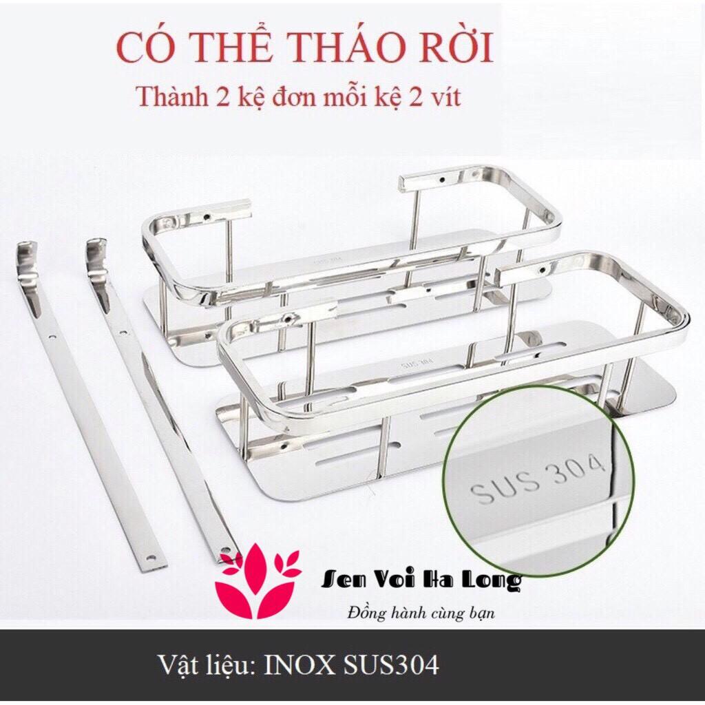 {HÀNG CAO CẤP }Kệ chữ nhật 2 tầng Inox 304 - Kệ để đồ phòng tắm Inox 304