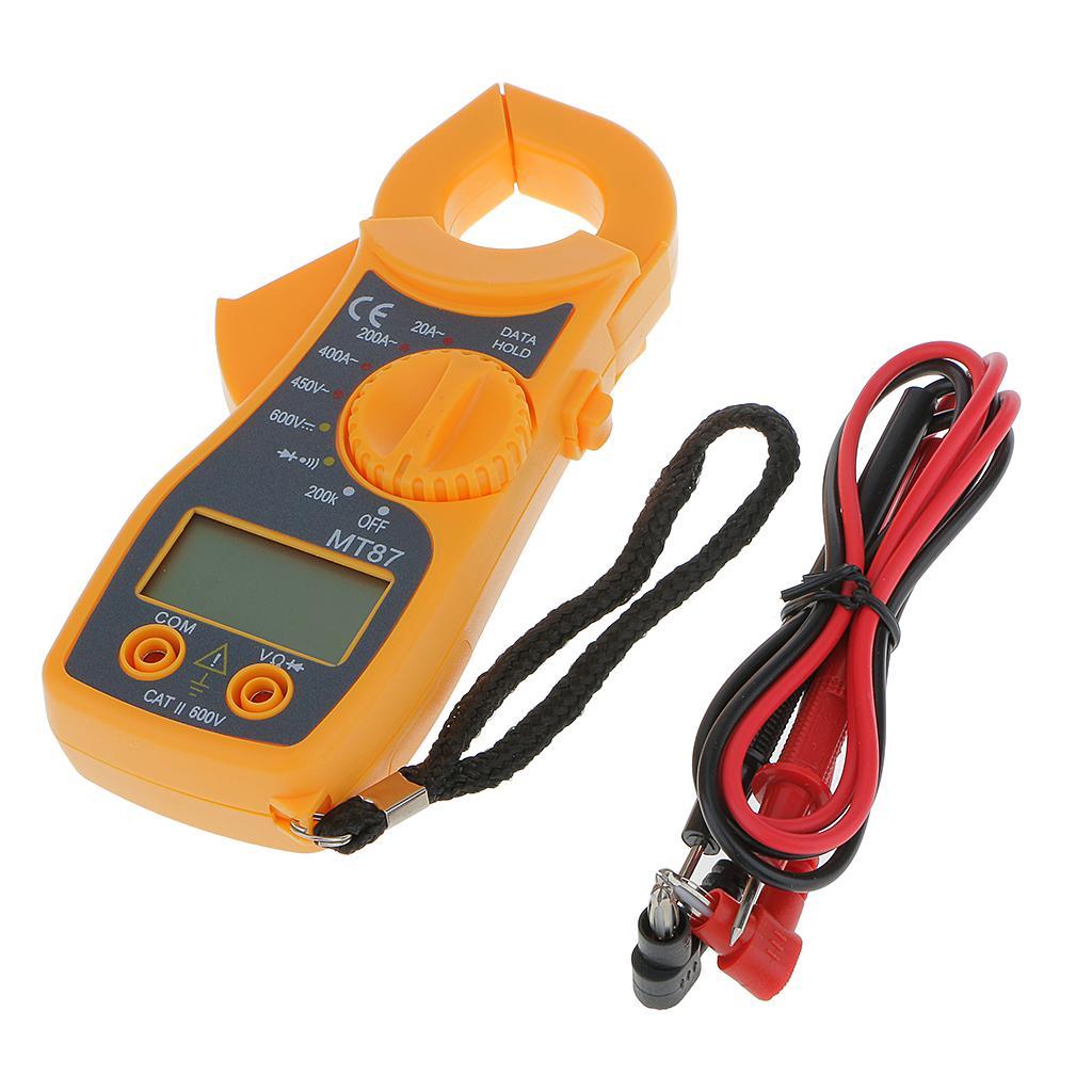 Digital Handheld Voltmeter Ammeter Ohmmeter Multimeter AC DC Tester Clamp Meter LCD Display with Red / Black Test Lead Wires