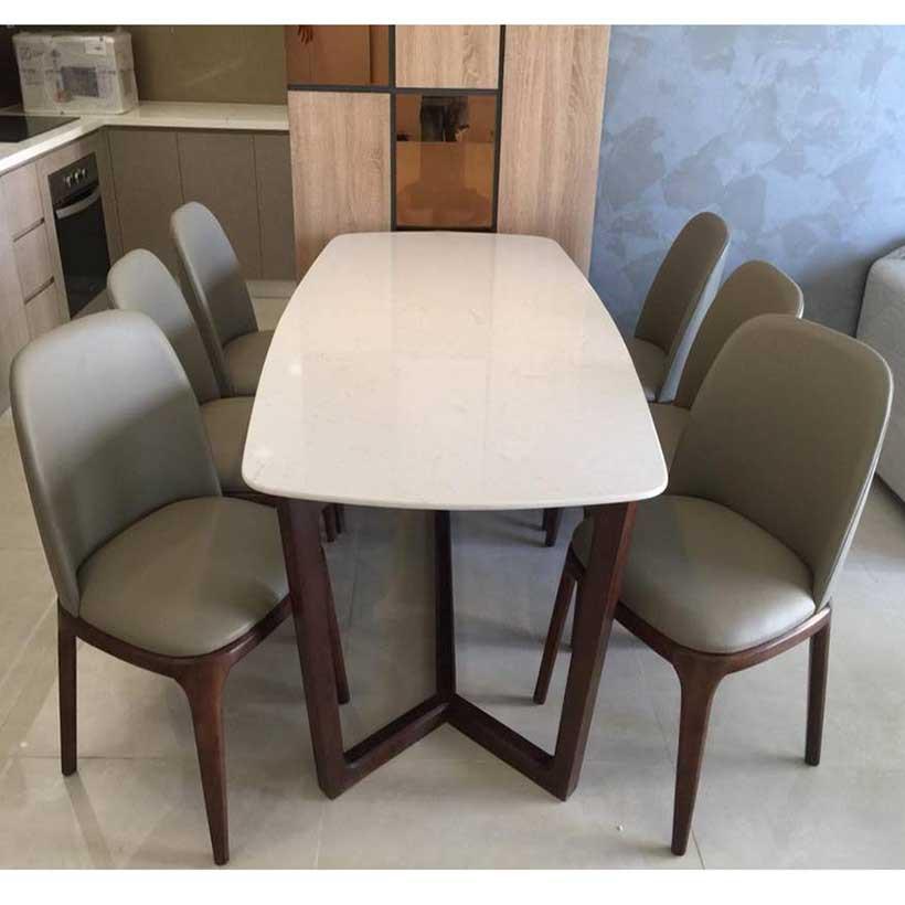 Bộ bàn ăn Concord mặt đá marble kèm 4 ghế grace