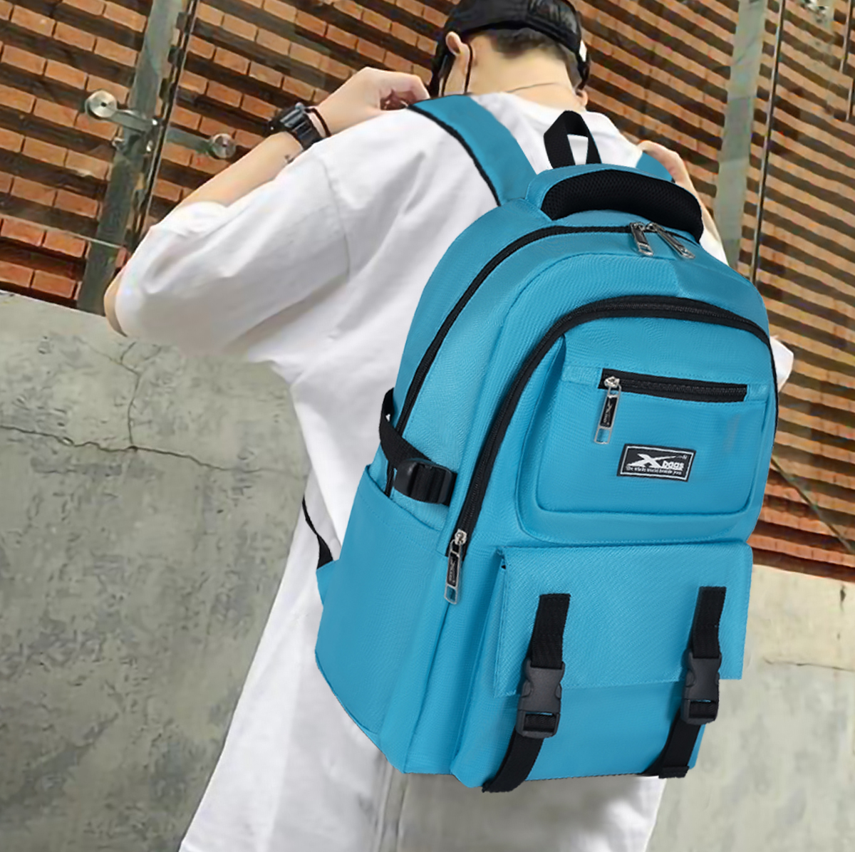 Balo trung học nhiều ngăn tiện lợi Xbags Sea ​​Blue Xb 3201