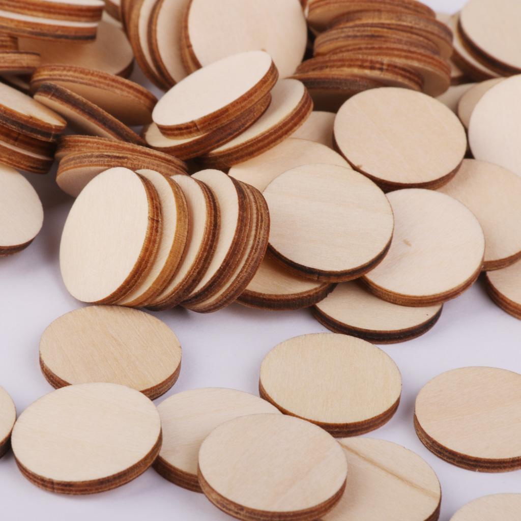 40Pieces Unfinished Wooden Round Discs Blank Plain Cutouts Wood Slices Circle Embellishments Scrapbooking DIY Craft Decoration Cards