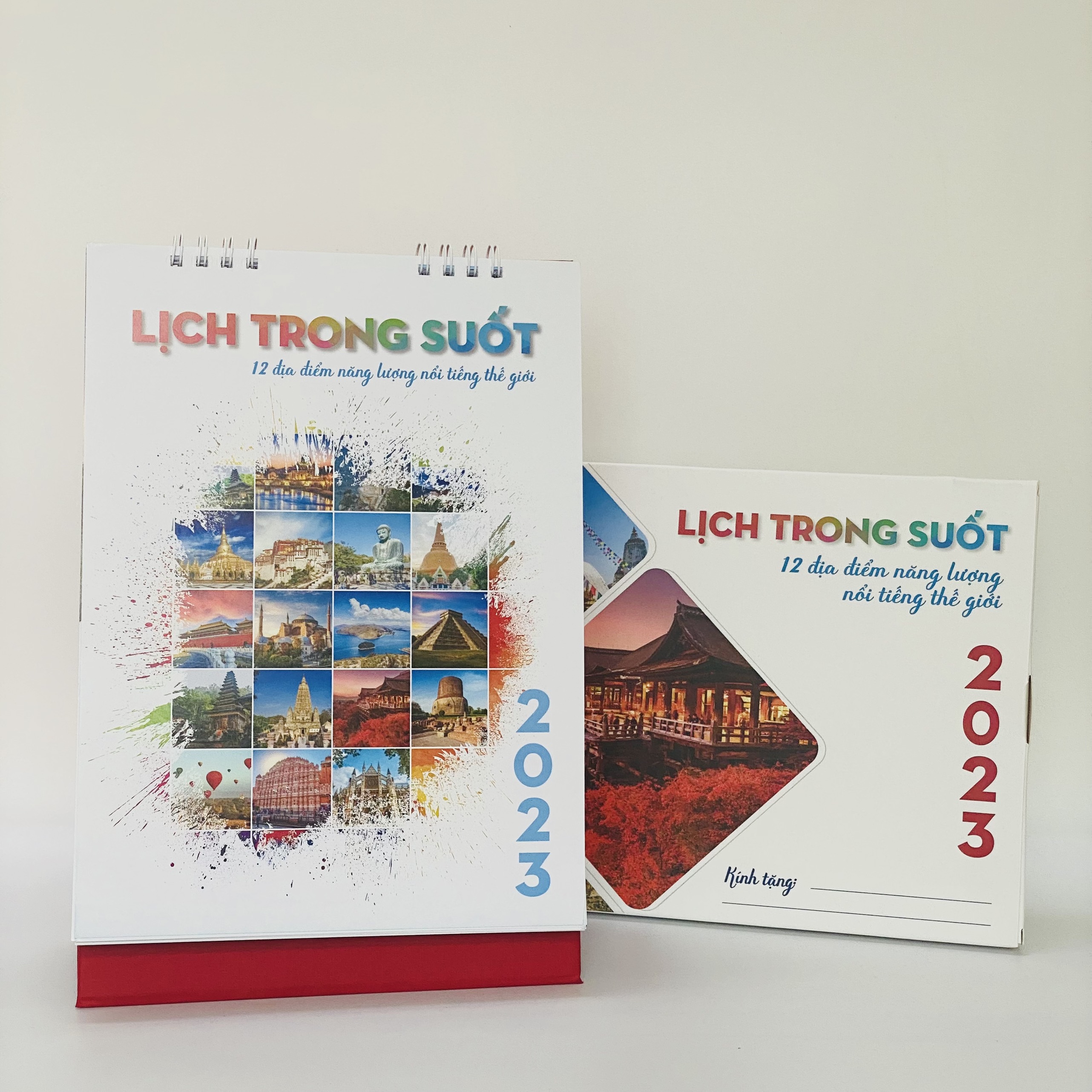 Lịch để bàn Trong Suốt 2023 đẹp kích thước 17x23cm - lịch 12 điểm năng lượng nổi tiếng thế giới - câu nói trí tuệ truyền cảm hứng chữ A