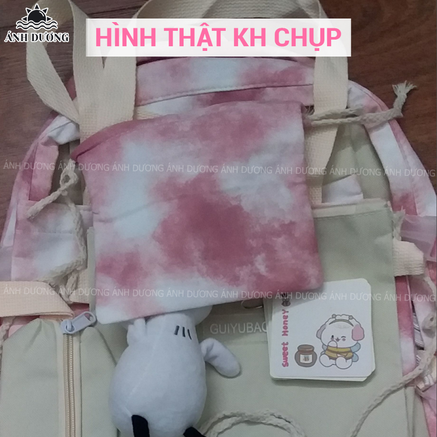 Set 5 món balo nữ đi học đi chơi thời trang hàn quốc Ánh Dương Clothing TB28 màu lem cho học sinh sinh viên chống thấm nước tặng kèm phụ kiện trang trí dễ thương