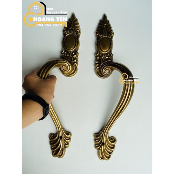 Tay nắm đồng, tay nắm cửa bằng đồng tân cổ điển 40cm - vếch T24