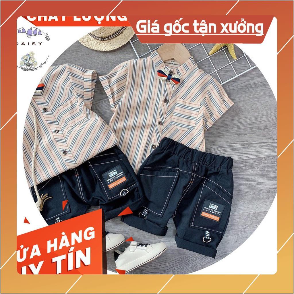 Set bộ công tử bé trai - Áo sơ mi phối quần jean