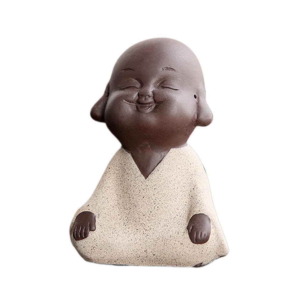 Ceramic Small Buddha Statue Baby Kids Monk Figurine Tea Pet Ornaments A.