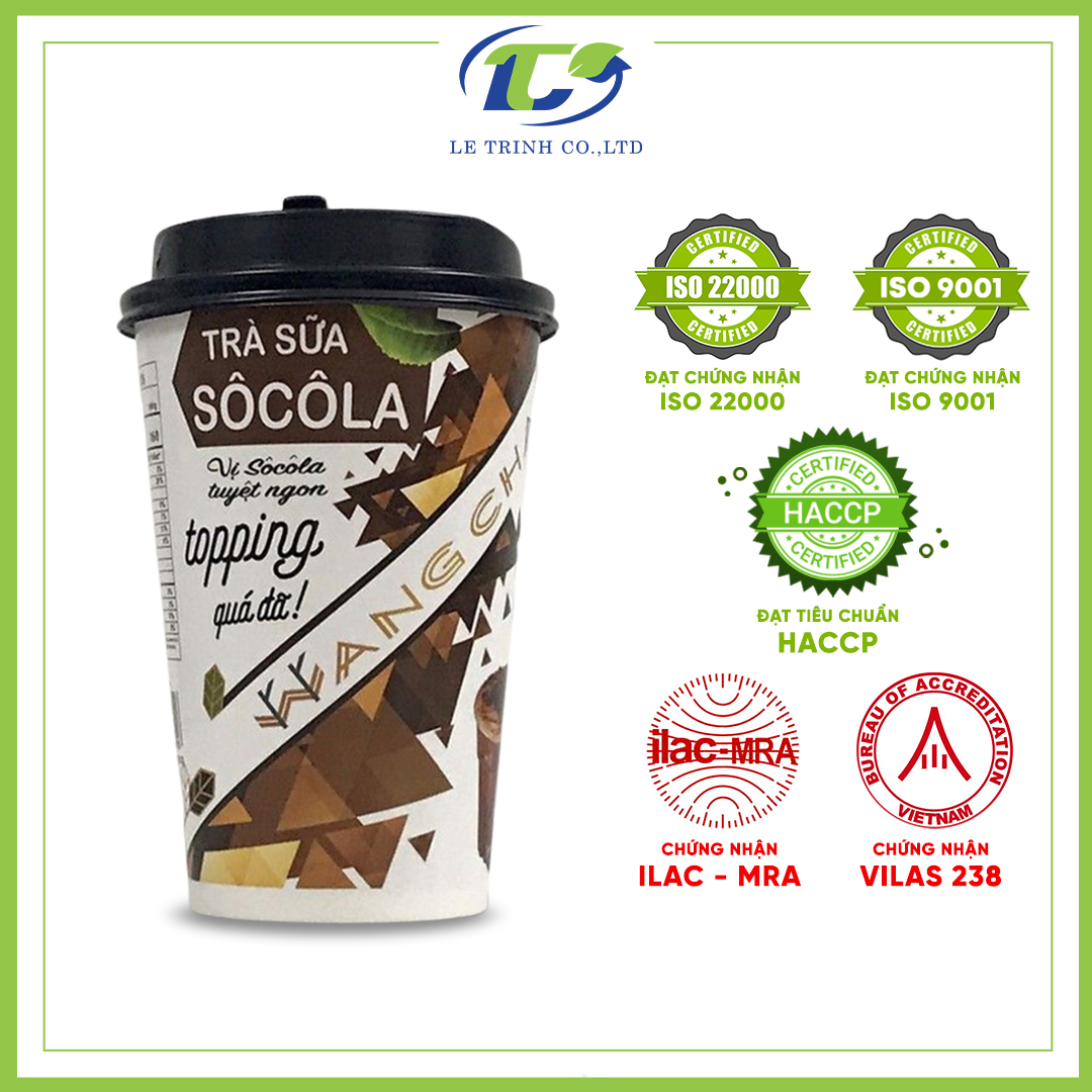 Ly Trà Sữa Wangcha vị Socola cao cấp - Bột Trà Sữa Socola thơm ngon có thạch 3Q Caramel thơm ngon đi kèm - Trà Sữa Vị Socola tiện lợi, dễ sử dụng