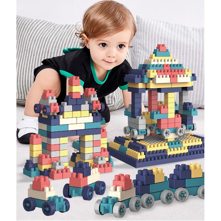Building Block 520 chi tiết - Bộ đồ chơi xếp hình loại to 520 chi tiết cho bé lắp ráp, sáng tạo phát triển trí tuệ