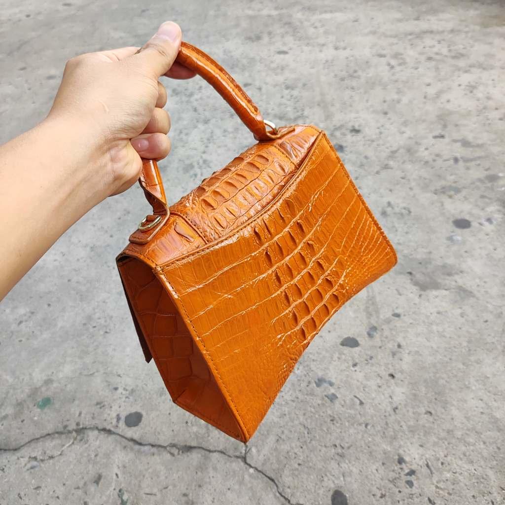 Túi đeo túi xách nữ Da cá sấu màu vàng đẹp nổi bật!