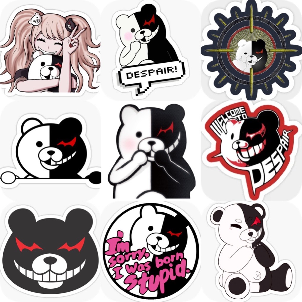 Sticker gấu Monokuma 30-60 ảnh khác nhau / hình dán Danganronpa monopuma