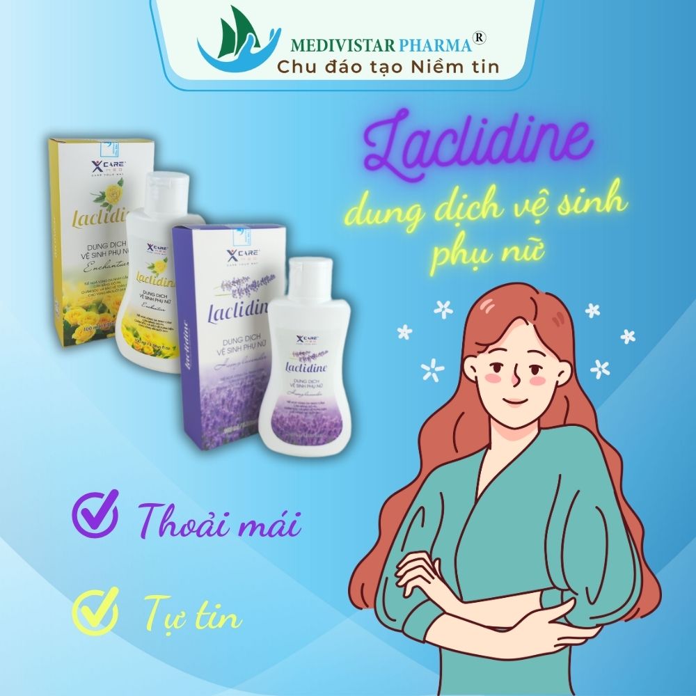 Dung Dịch Vệ Sinh Dành Cho Phụ Nữ LACLIDINE Mùi Thơm Dịu Nhẹ, Hỗ Trợ Dưỡng Ẩm, Diệt Và Ngăn Ngừa Nấm Vi Khuẩn Suốt 24h, Không Chứa Cồn, Không Paraben, Lọ 100ml