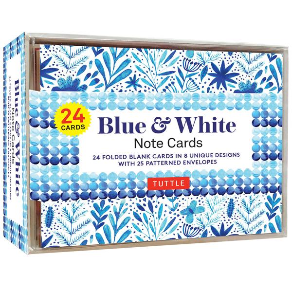 Blue &amp; White Note Cards, 24 Blank Cards: 8 Unique Designs With 25 Patterned Envelopes