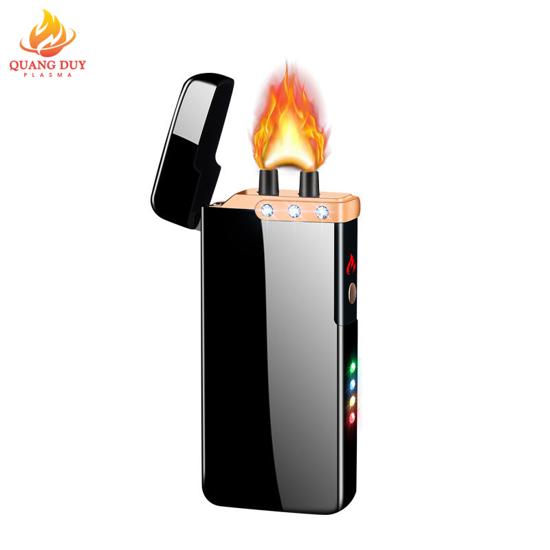 Bật lửa điện công suất cao 2 tia plasma cao 1cm lửa mạnh, sạc pin dễ dàng tiện lợi