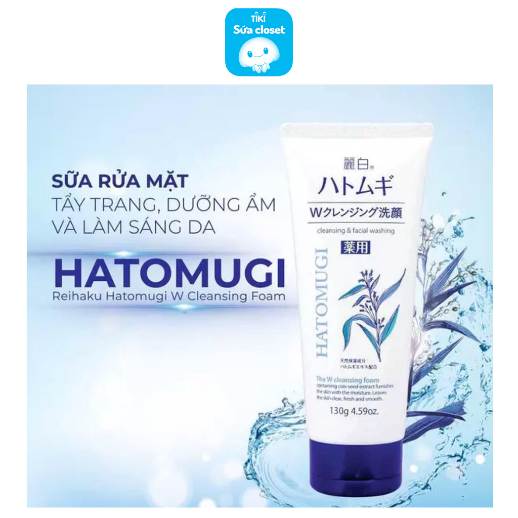 Sữa Rửa Mặt Hatomugi Ngừa Mụn Dưỡng Ẩm Trắng Da Moisturizing Facial Washing Hạt Ý Dĩ 130g