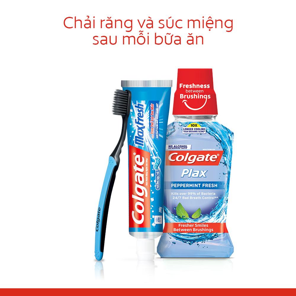 Bộ đôi nước súc miệng Colgate diệt 99% vi khuẩn Plax bạc hà 500ml/chai