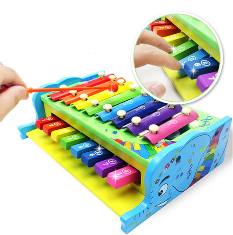 Đồ chơi Đàn Piano đa năng kết hợp đàn gõ âm thanh 2 tầng cho bé chơi âm nhạc