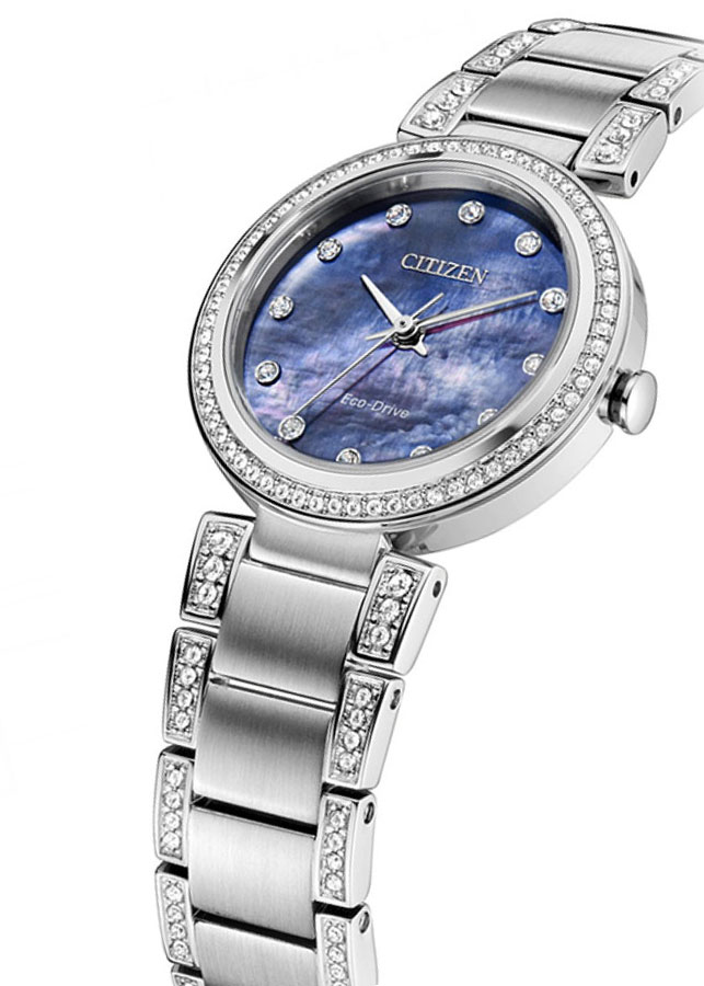 Đồng Hồ Nữ Citizen Đính Đá Swarovski Dây Thép Không Gỉ EM0840-59N - Mặt Xà Cừ