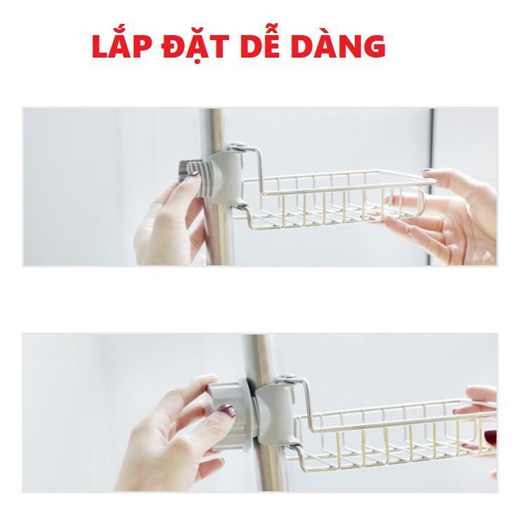 Kệ inox gắn vòi nước, treo bồn rửa chén bát