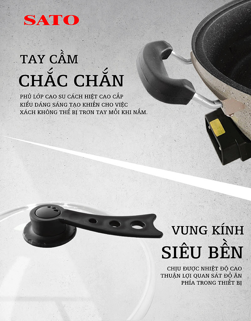 Nồi lẩu đúc tròn 5L SATO 50NL52 - Hàng chính hãng