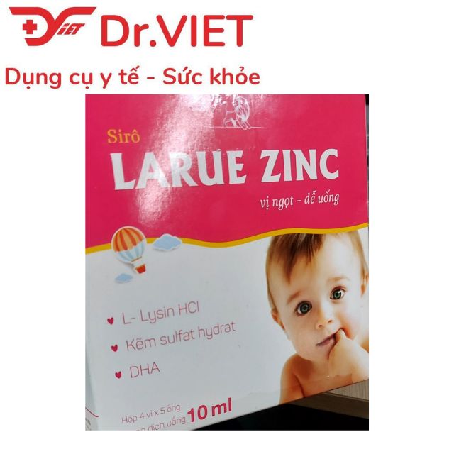 Siro Larue Zinc vị ngọt dễ uống giúp bổ sung kẽm cho cơ thể, nân cao sức đề kháng hộp 4 vỉ x 5 ống