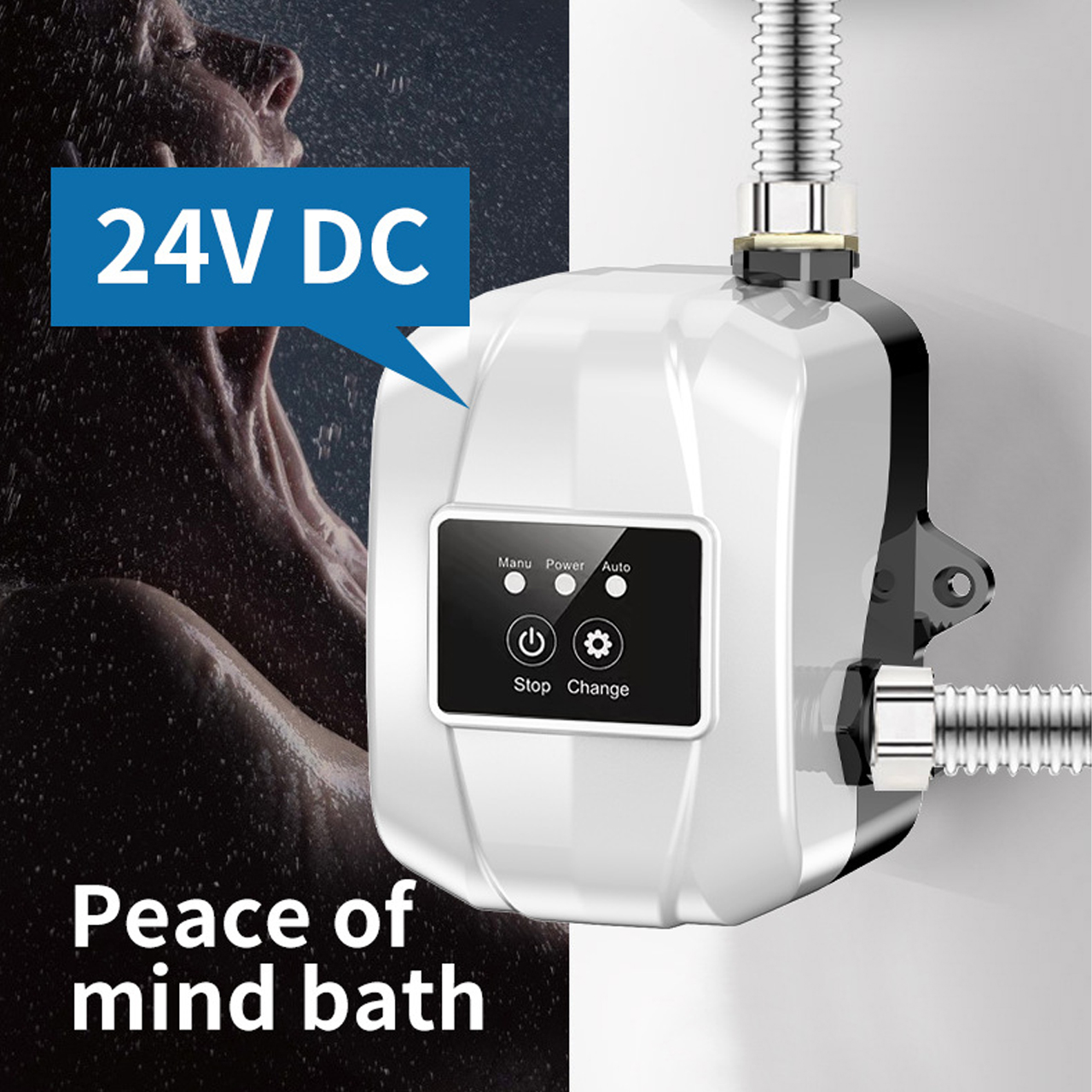 Bơm tăng áp dùng cho vòi sen, máy giặt Vinetteam - Bơm tăng áp trợ lực nguồn DC24V - hàng chính hãng