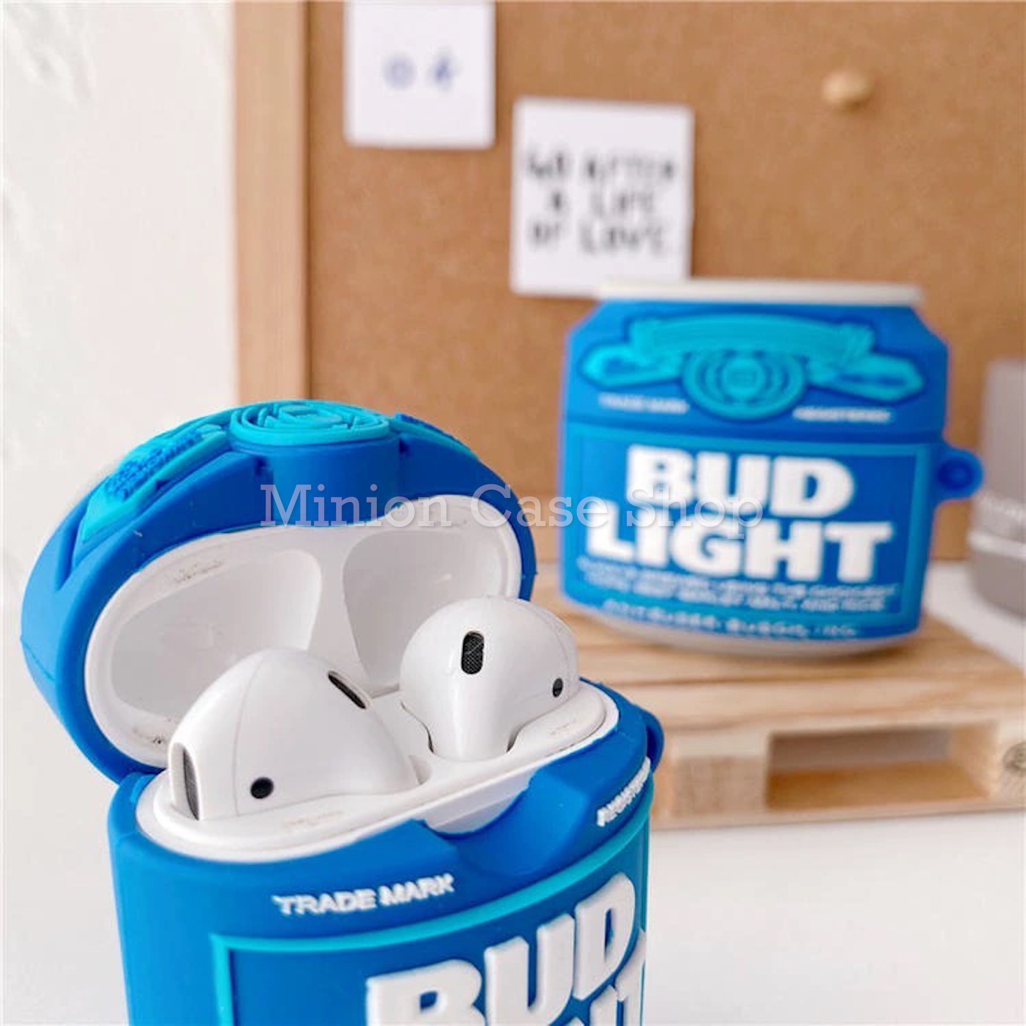 Case bảo vệ dành cho Airpods 1/2/3/Pro/Pro 2 hình lon budlight chất liệu silicon 3d cao cấp