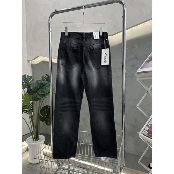 Quần jeans ống rộng baggy xám đen có sọc mã 985