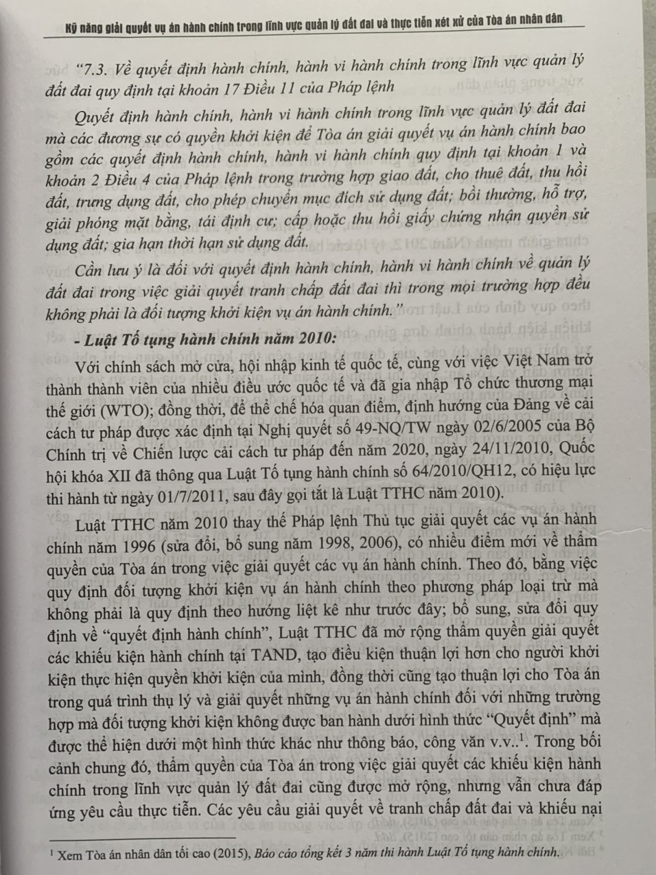 Kỹ năng giải quyết vụ án hành chính trong lĩnh vực Quản lý đất đai và thực tiễn xét xử của Tòa án nhân dân