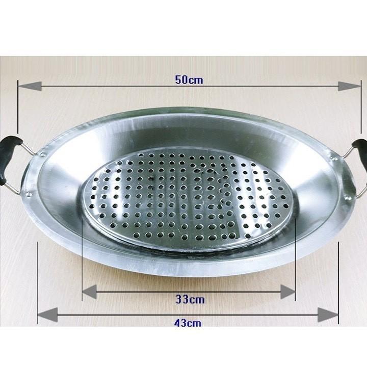 Khay om cá Inox kèm vỉ hấp