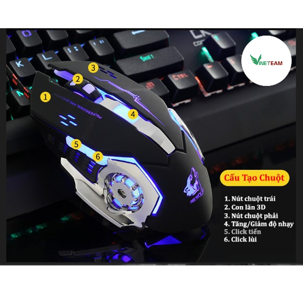 Chuột Chơi Game Có Dây V5 Led RGB 6 Phím Chuột Máy Tính Dây Dù Hỗ Trợ Marco - Hàng Chính Hãng giao màu ngẫu nhiên