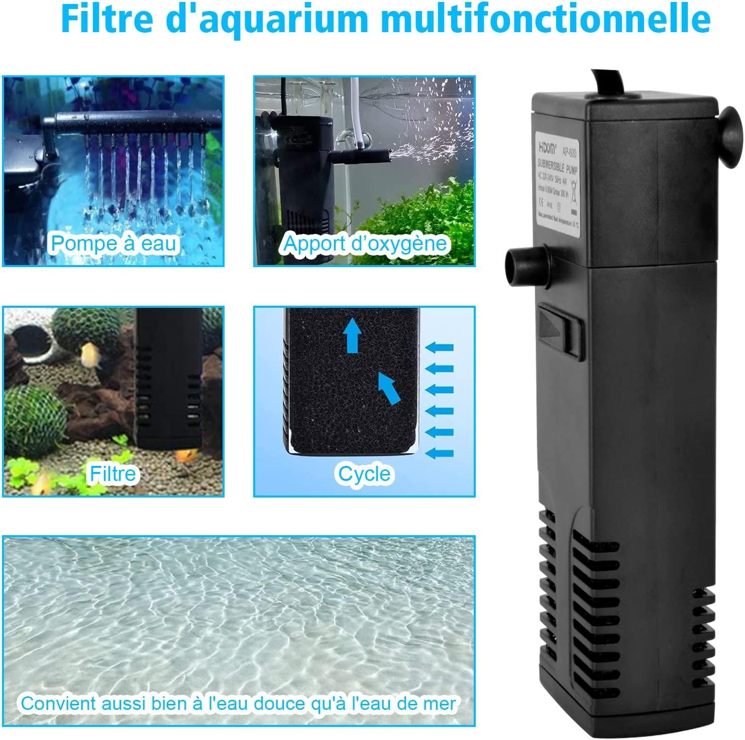 Bộ lọc bể cá 4W Dòng nước 300L / H 60L Bộ lọc bên trong Bể cá Bộ lọc bể cá với Bọt biển lọc cá