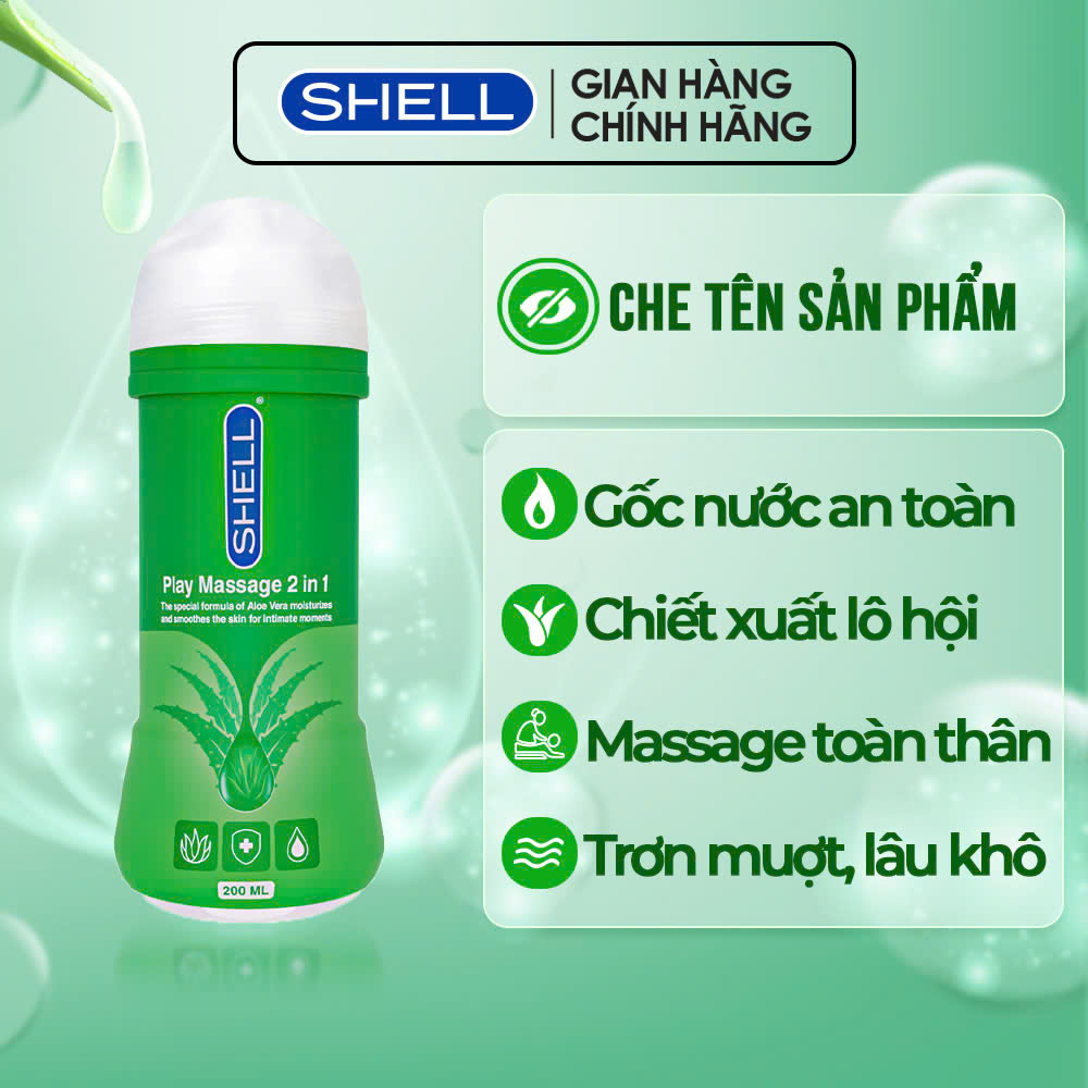 Gel bôi trơn Shell Play Massage 2 in 1 Aloe Vera - Chai 200ml | SHELL CHÍNH HÃNG