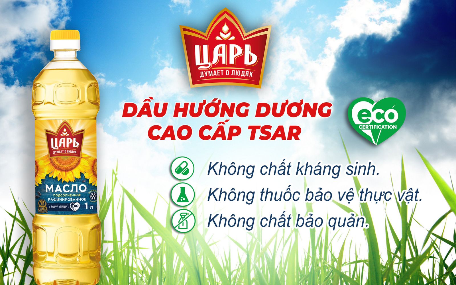 Combo 1 thùng Dầu hướng dương TSAR (15 chai 1L)