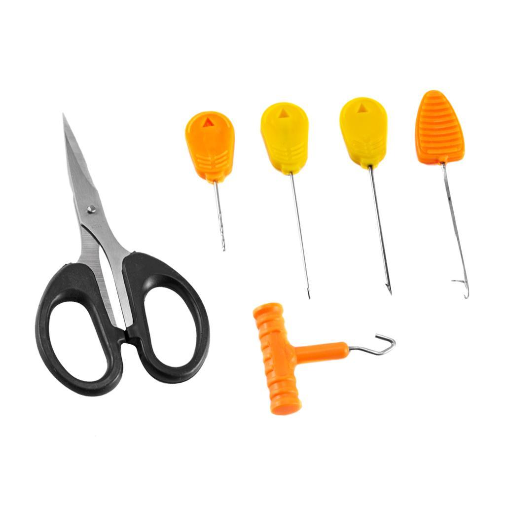 1 Set Multifunctional Stainless Steel Fishing Bait Needles Scissors Anti Slip Hook Knot Puller Baiting Rigging Tools