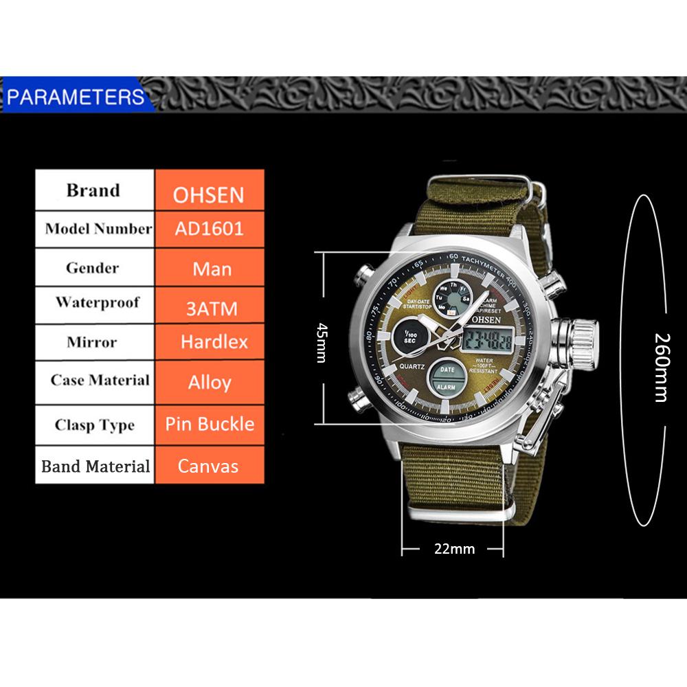 Đồng hồ kỹ thuật số OHSEN Nam Không thấm nước
