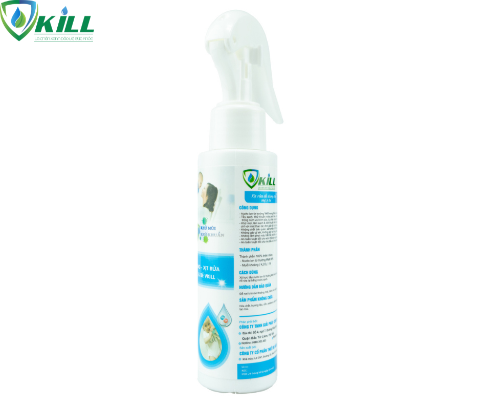 Nước ion từ trường Vkill xịt rửa đồ dùng cho mẹ và bé 100ml