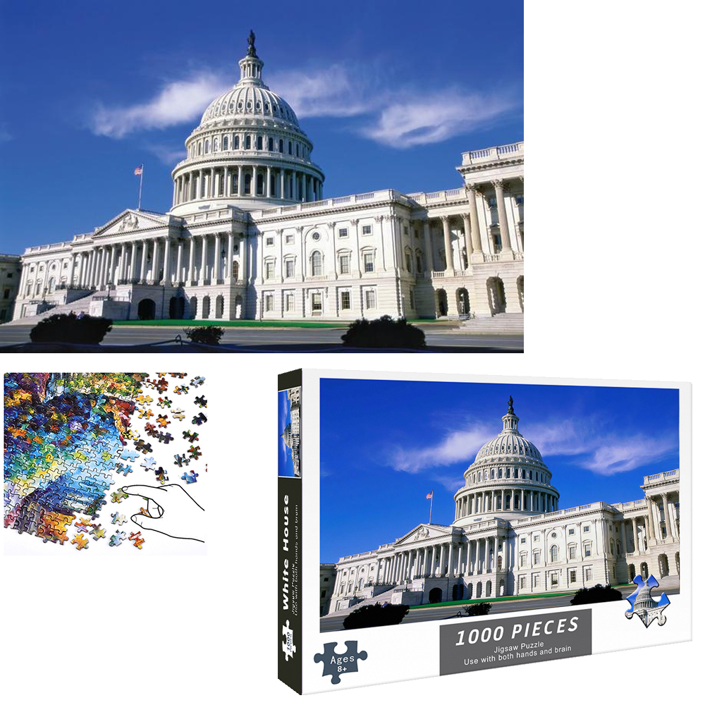 Bộ Tranh Ghép Xếp Hình 1000 Pcs Jigsaw Puzzle Tranh Ghép Nhà Trắng Bản Đẹp Cao Cấp