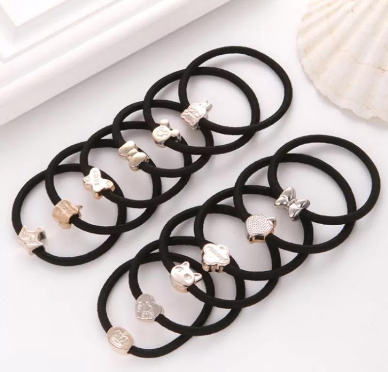 Combo 2 dây cột tóc đen mặt nhựa giao mẫu ngẫu nhiên